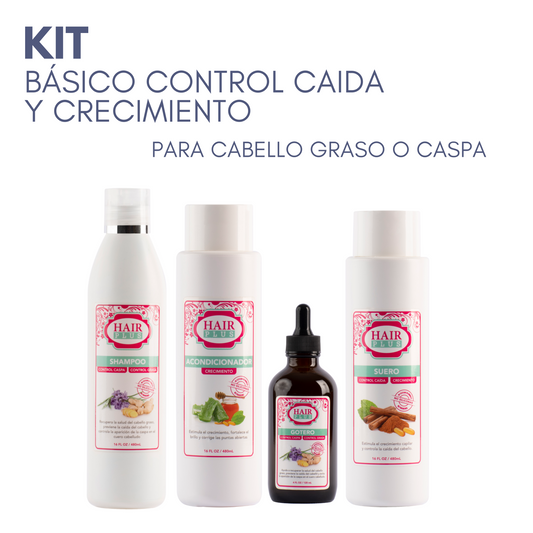 KIT BÁSICO CONTROL CAÍDA Y CRECIMIENTO PARA CABELLO GRASO O CON CASPA